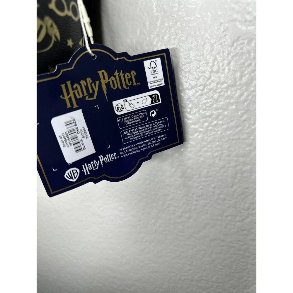 NEW Harry Potter Crossbody Bag Adults Small Black Faux Leather Logo Gold Icons